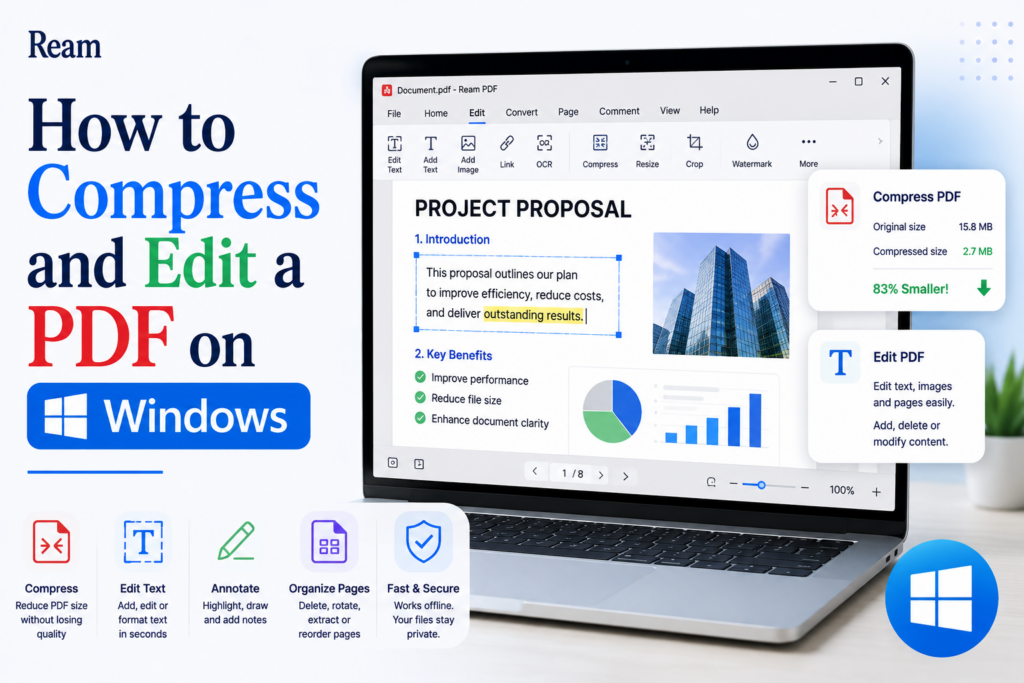 How to Compress and Edit a PDF on Windows (Free, No Install)