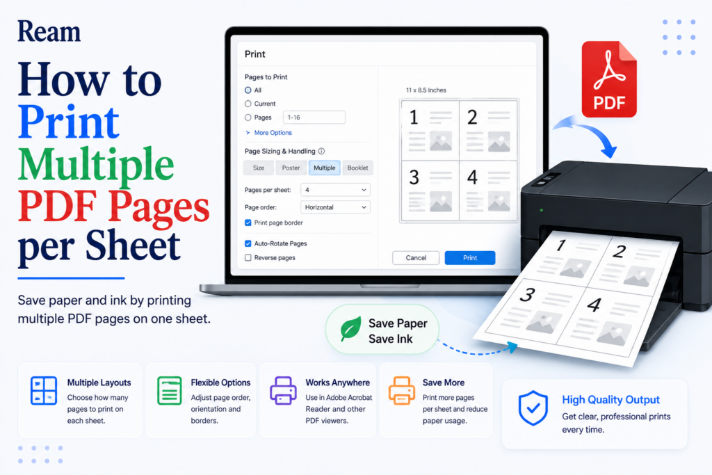 How to Print Multiple PDF Pages per Sheet (2-up, 4-up & More)
